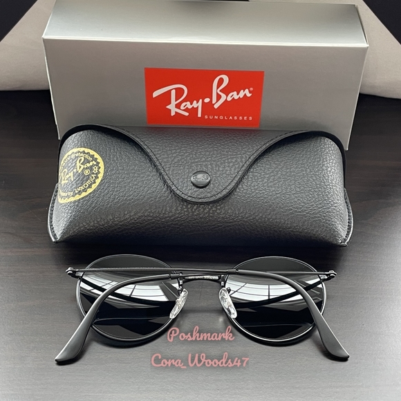 RayBan Round Metal Black Lenses RB3447 Black Frame Unisex New - Picture 8 of 15
